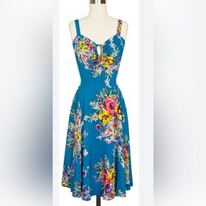 Trashy Diva L’Amour Dress, turquoise floral print